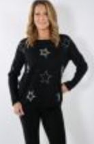 Black knit sweater with silver star embellishment detail