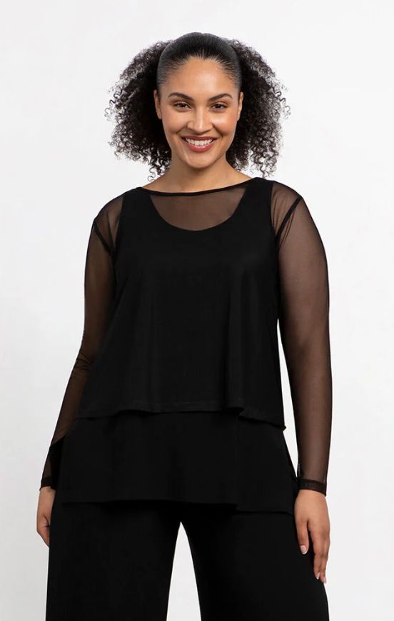 Black mesh cropped tee
