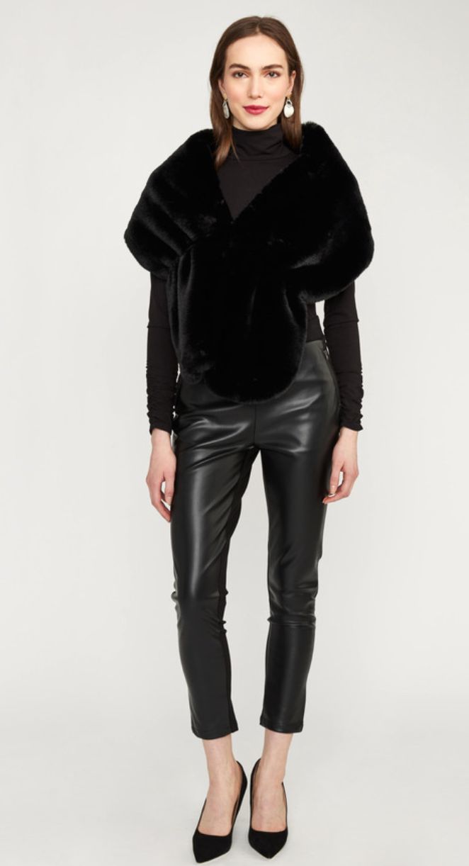Black faux fur shawl