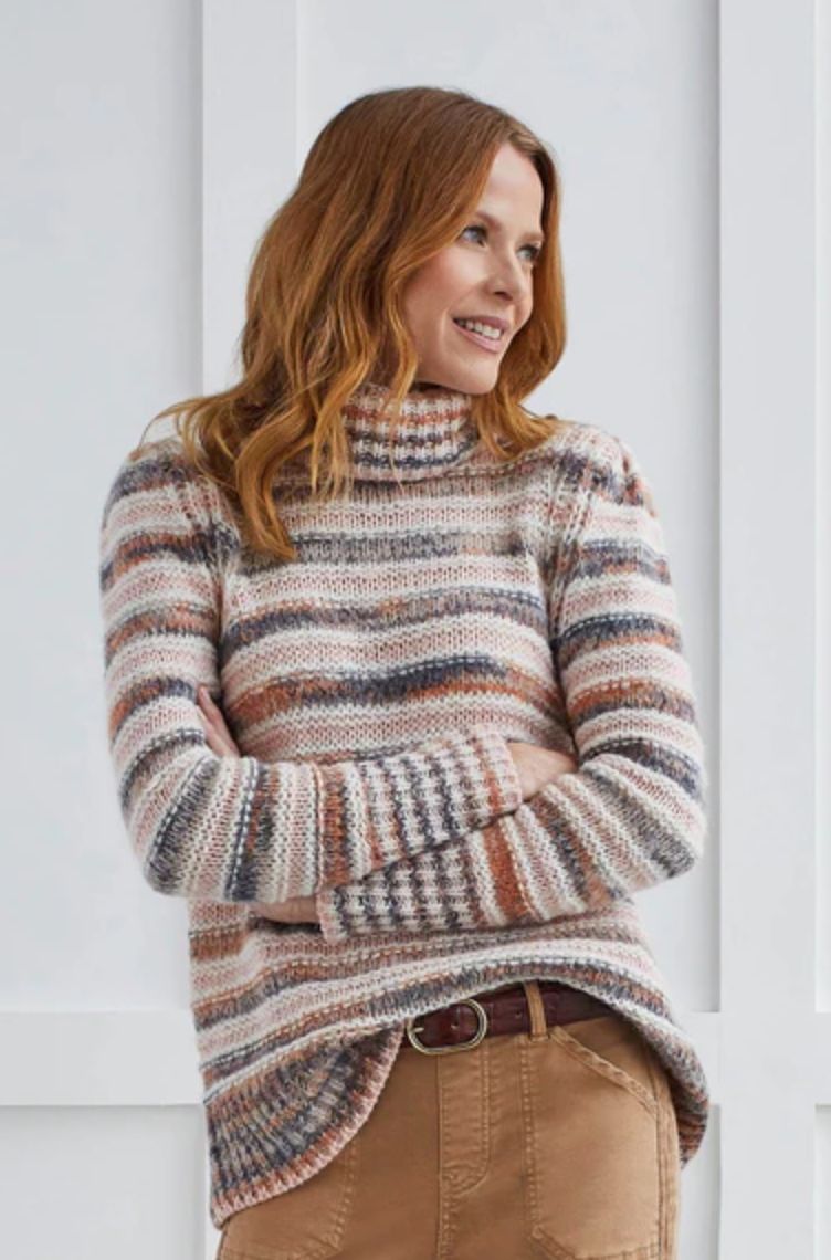 Nomad multi colour stripe turtle neck sweater