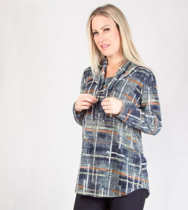 Sage/ navy cowl nice tunic top