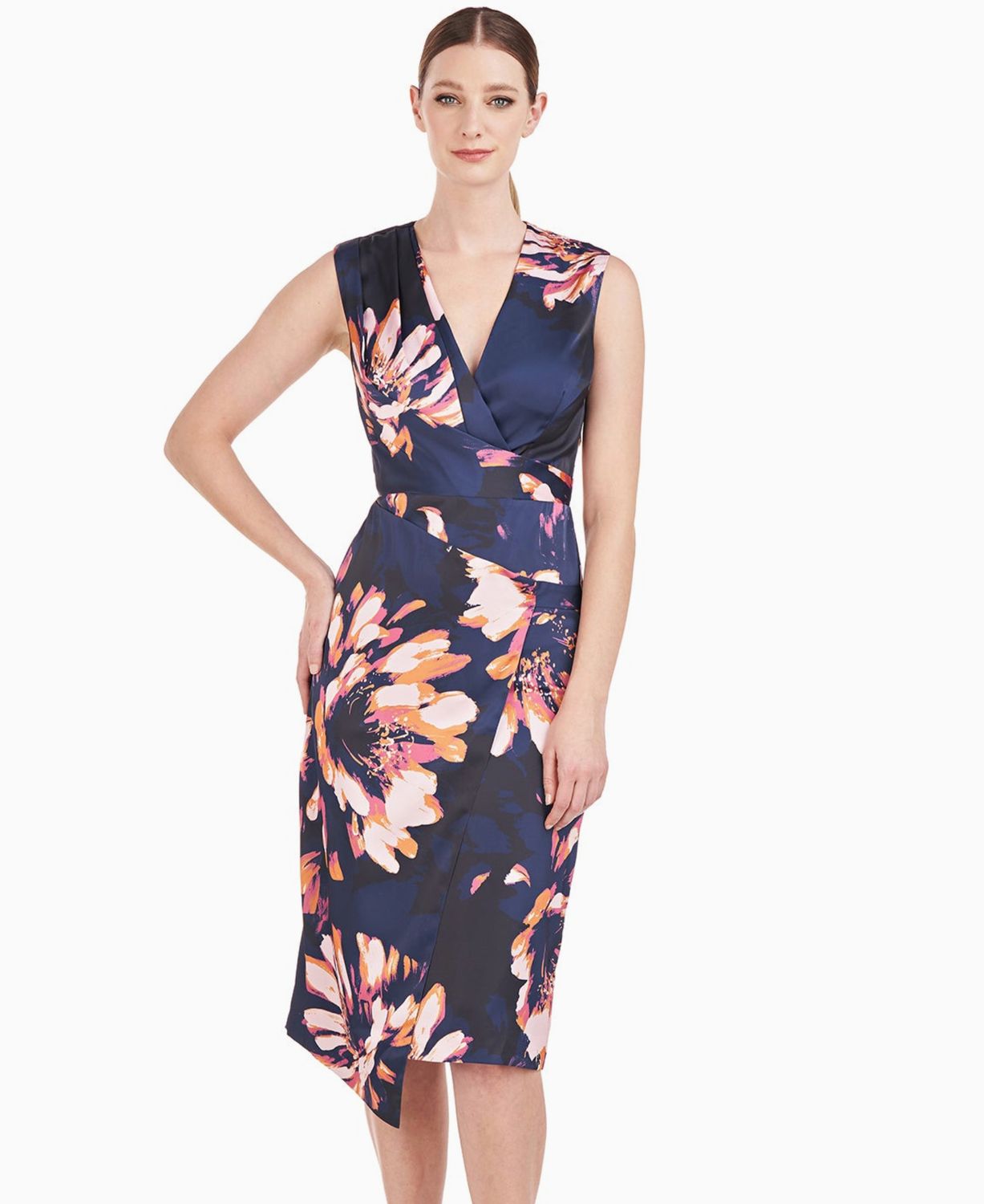 Dark midnight floral print midi dress