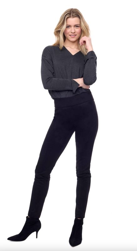 Black vegan suede slim pant