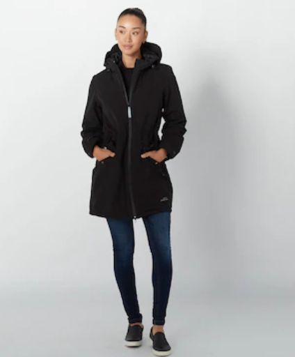 Black quilted coat with hood