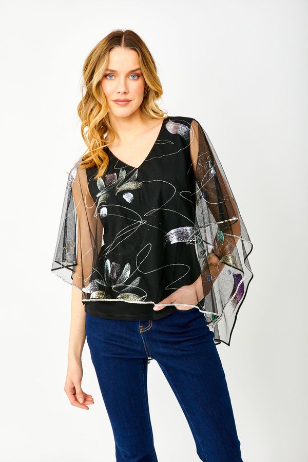 Sheer chiffon overlay top