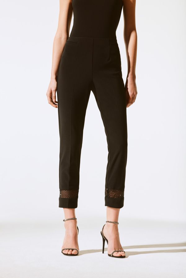 Mesh rhinestone hem detail pant, Color: Black, Size: 8