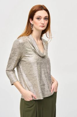 Foiled cowl collar blouse