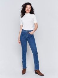 Embroidered boot cut jeans