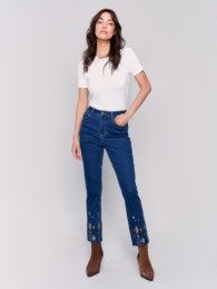 Slim fit beaded hem jean