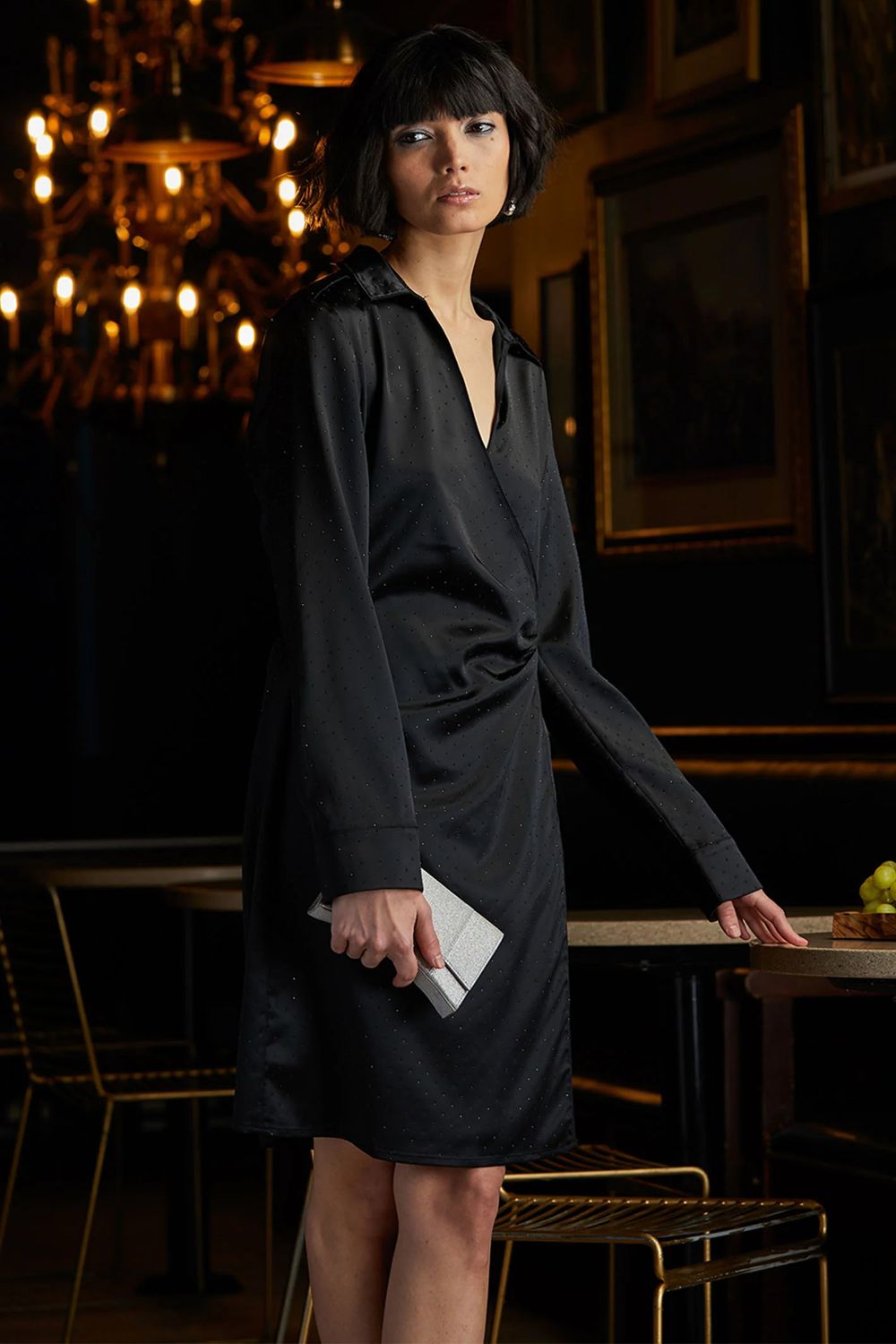 Satin all over embellished dress
