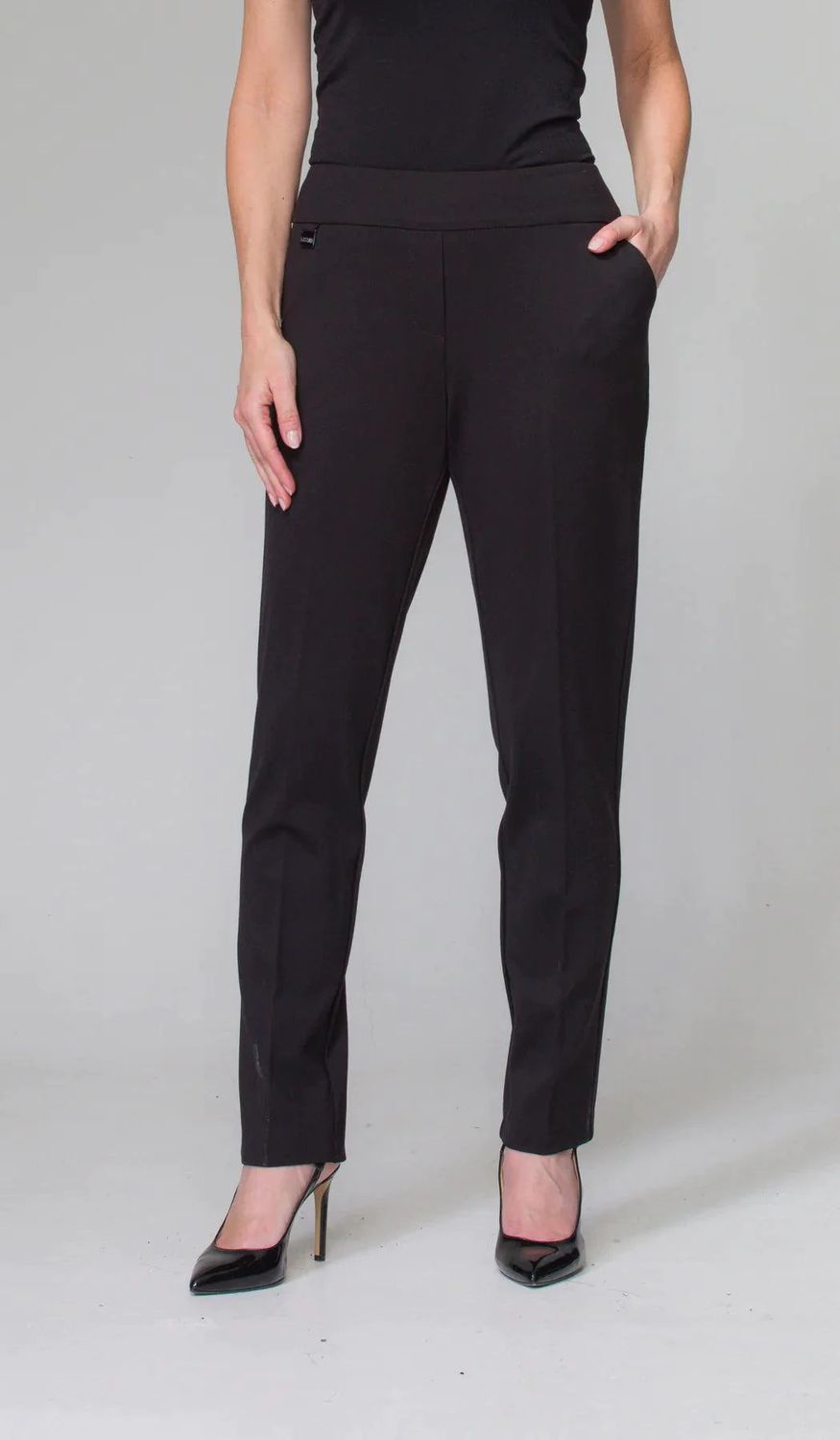 Straight leg pull- on pant, Color: Black, Size: 6