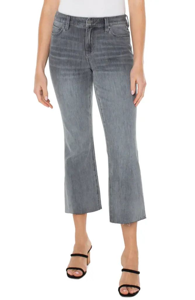 Hannah crop flare raw hem jean 