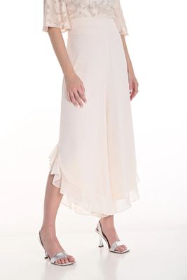 Crop chiffon ruffle hem pant 