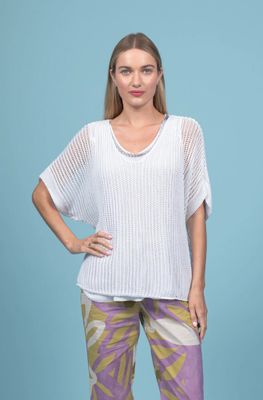 Cotton Mesh Drop Sleeve Top
