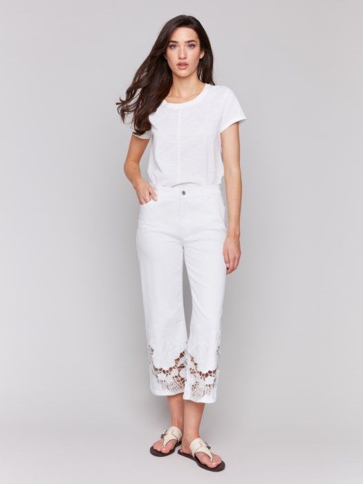 Laser Cut Lace Bottom Jean