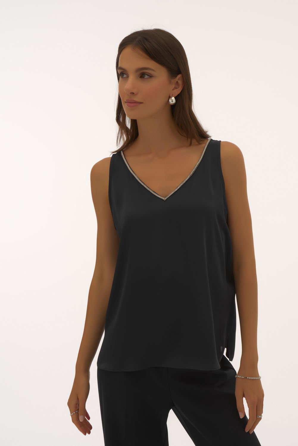 Embellished V-neck Tank