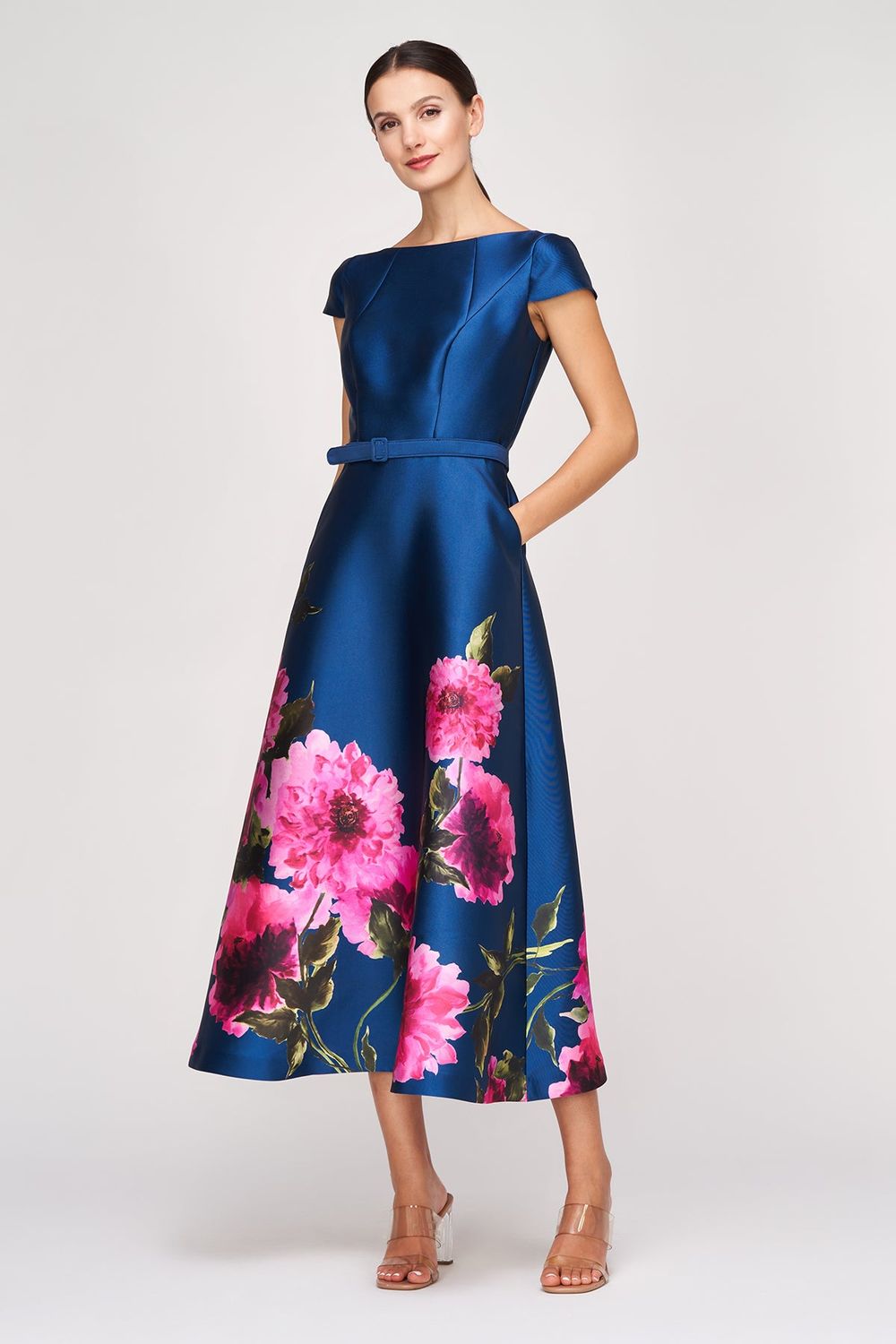 Ina Bateau A-line Tea Length Dress