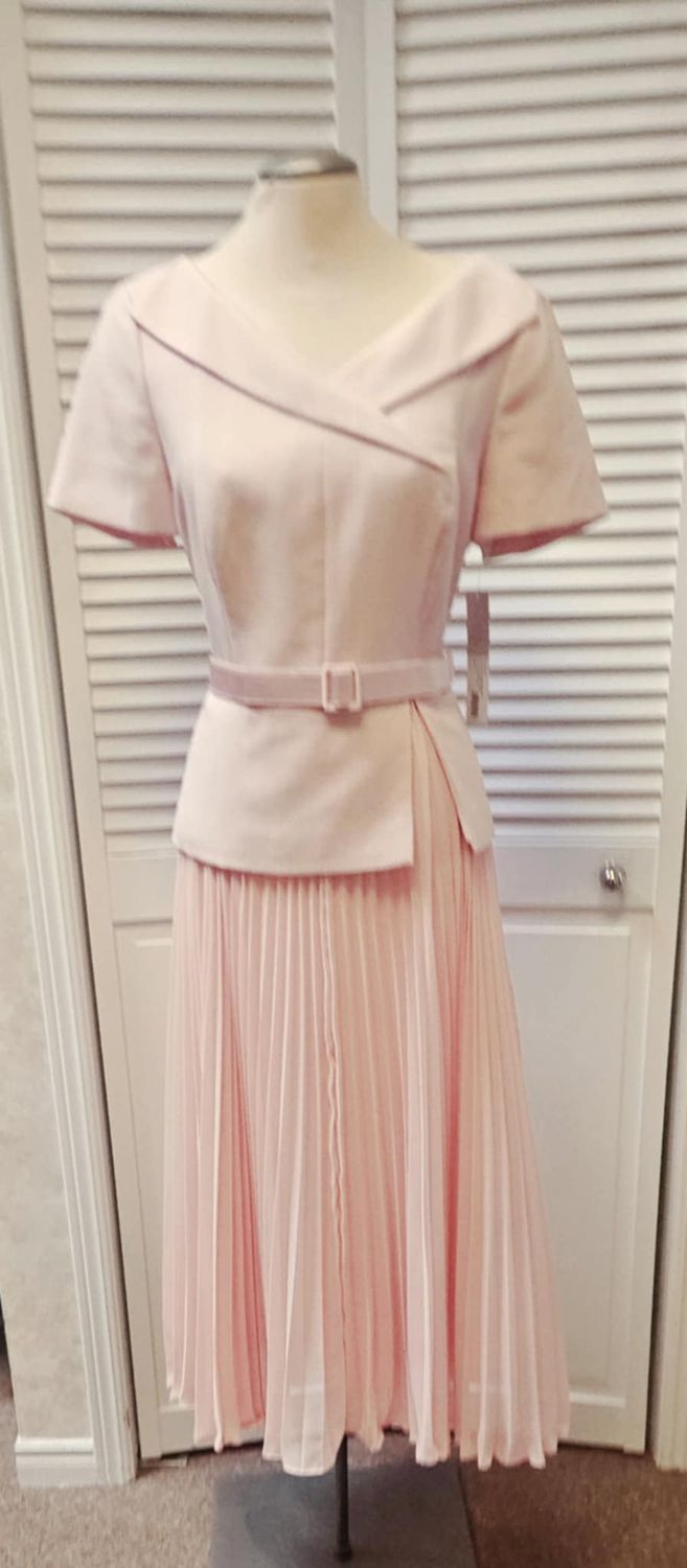 Mila Fooler Pleated Skirt Tea Length Dress 
