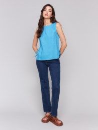 Sleeveless Linen Top w/ Side Ties