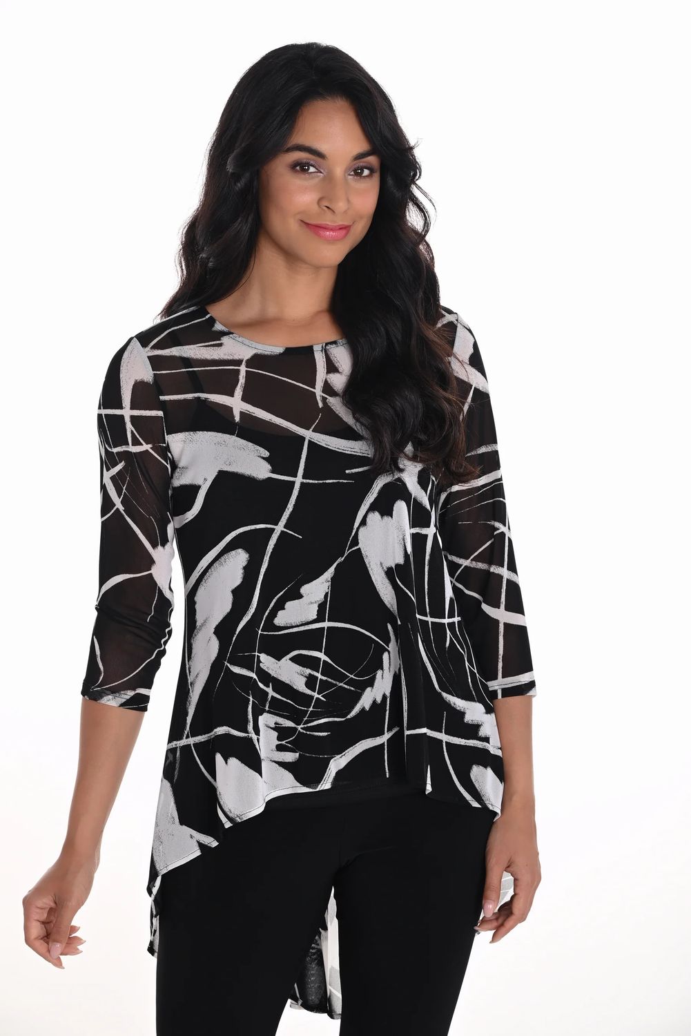 High- Low Embellished Abstract Top