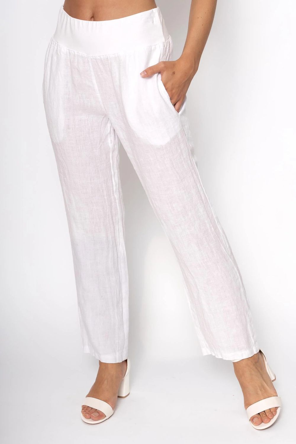 Wide Band French Linen Pant