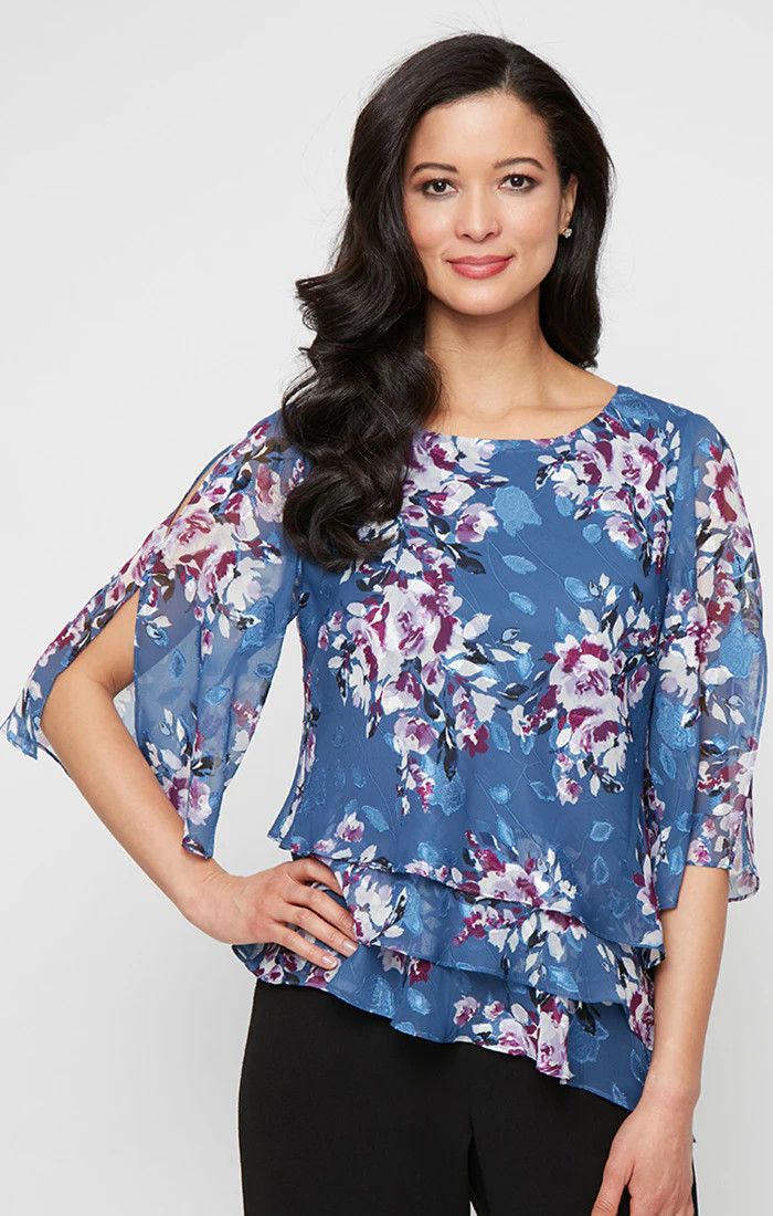 Printed Chiffon Burnout Top