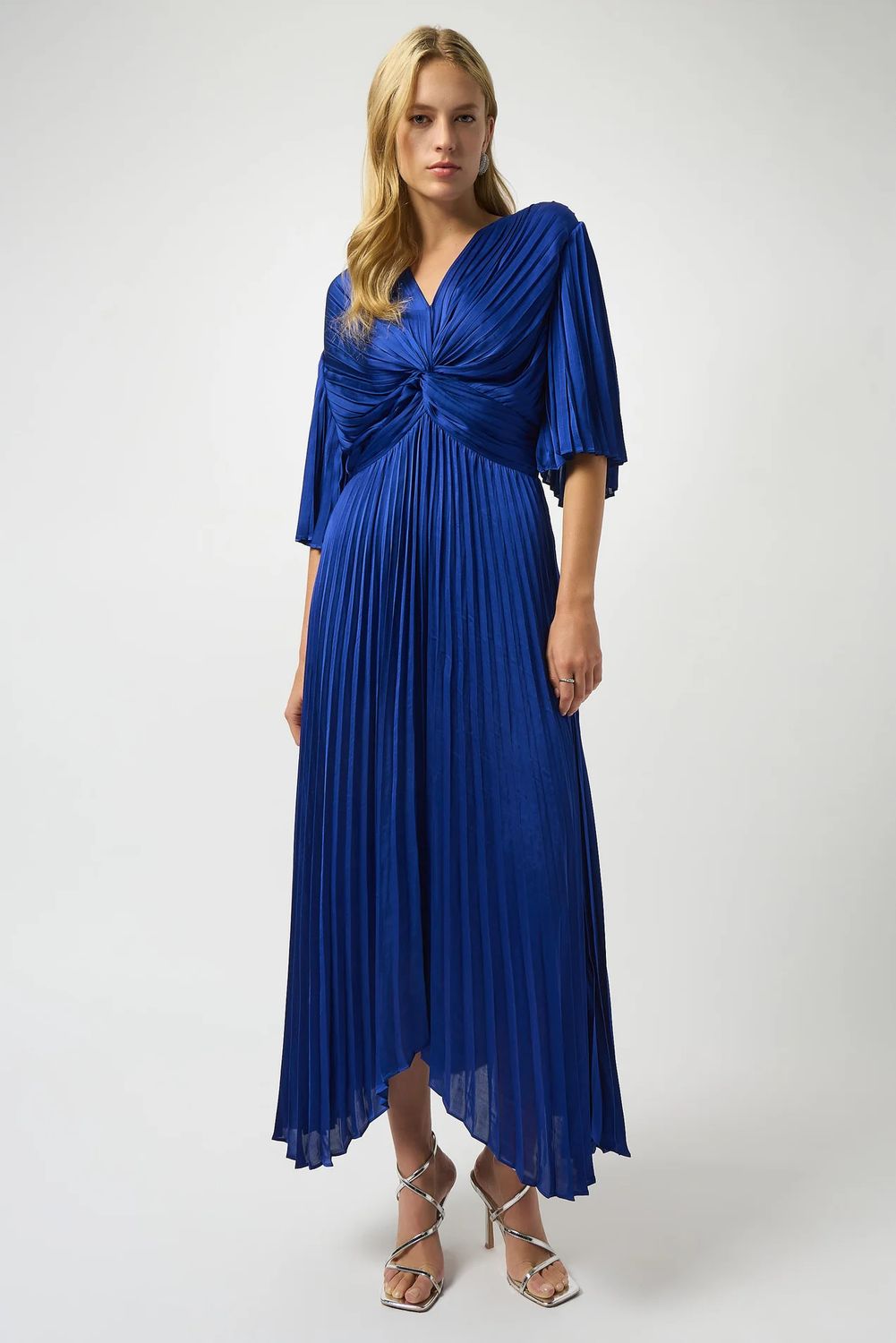 Pleated Wrap Maxi Dress