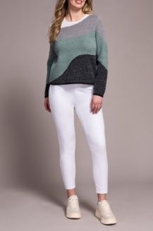 Crew Neck Jacquard Sweater , Color: SilverPine, Size: XS