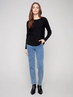 Boat Neck Button Sleeve Detail
