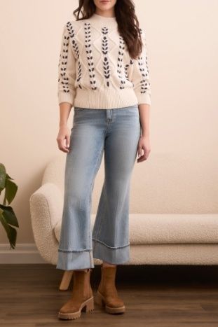 Cable Knit Mock Neck Top