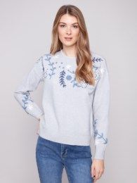 Embroidered Crew Neck Sweater