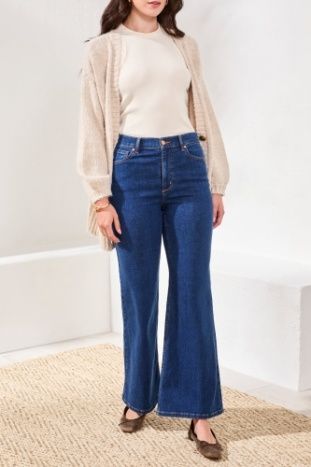 High-Rise Palazzo Jean, Color: BlueDream, Size: 10