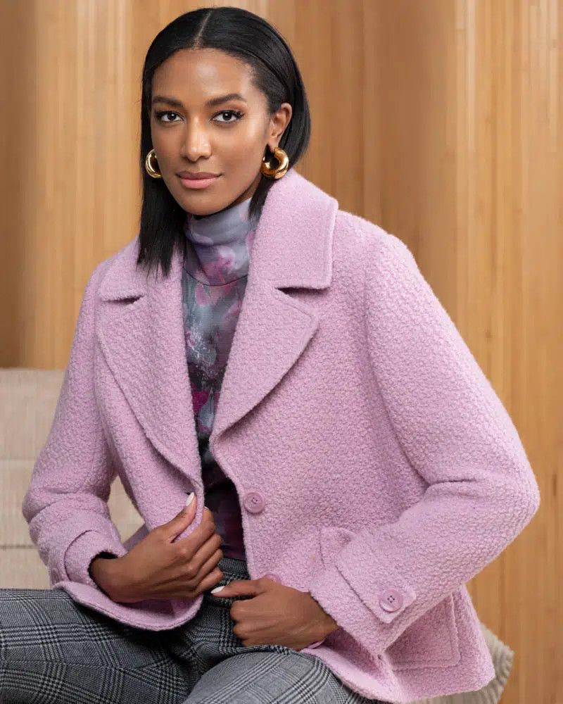 Crop Tweed Jacket , Color: Rose, Size: S