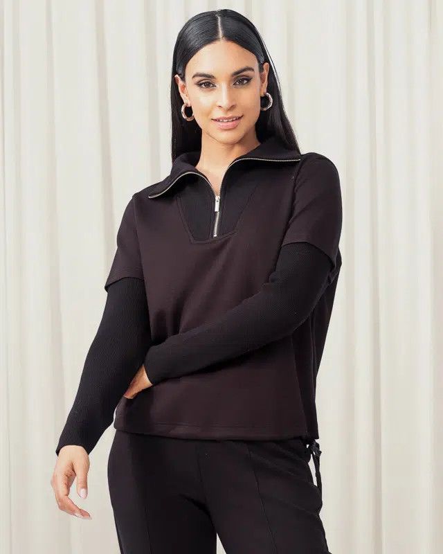 Off Duty Quarter Zip Pull-Over , Color: Black, Size: S