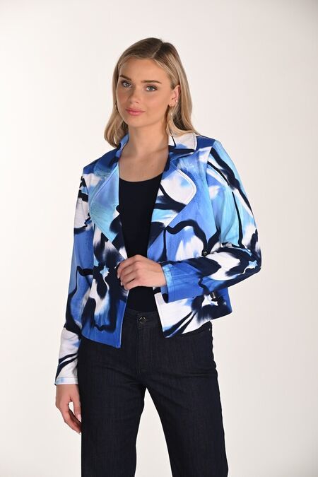 Abstract Print Jacket , Color: Blue/ Midnight, Size: 10