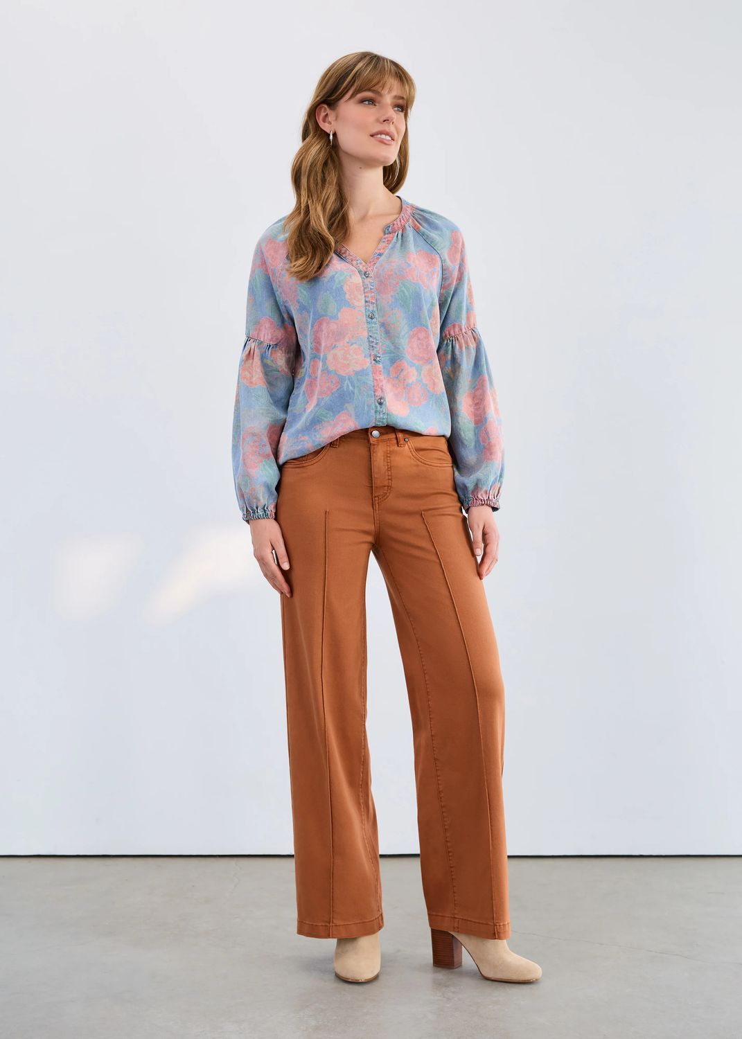 Olivia Twill Wide Leg Jean, Color: Bronze, Size: 6