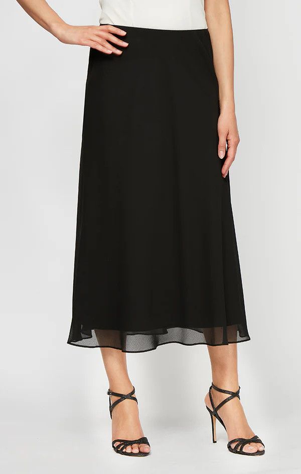Georgette A-Line Chiffon Skirt , Color: Black, Size: S