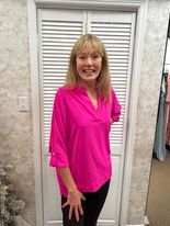 Woven boxy top w/ dolman sleeve, Color: Ultra Pink, Size: 8