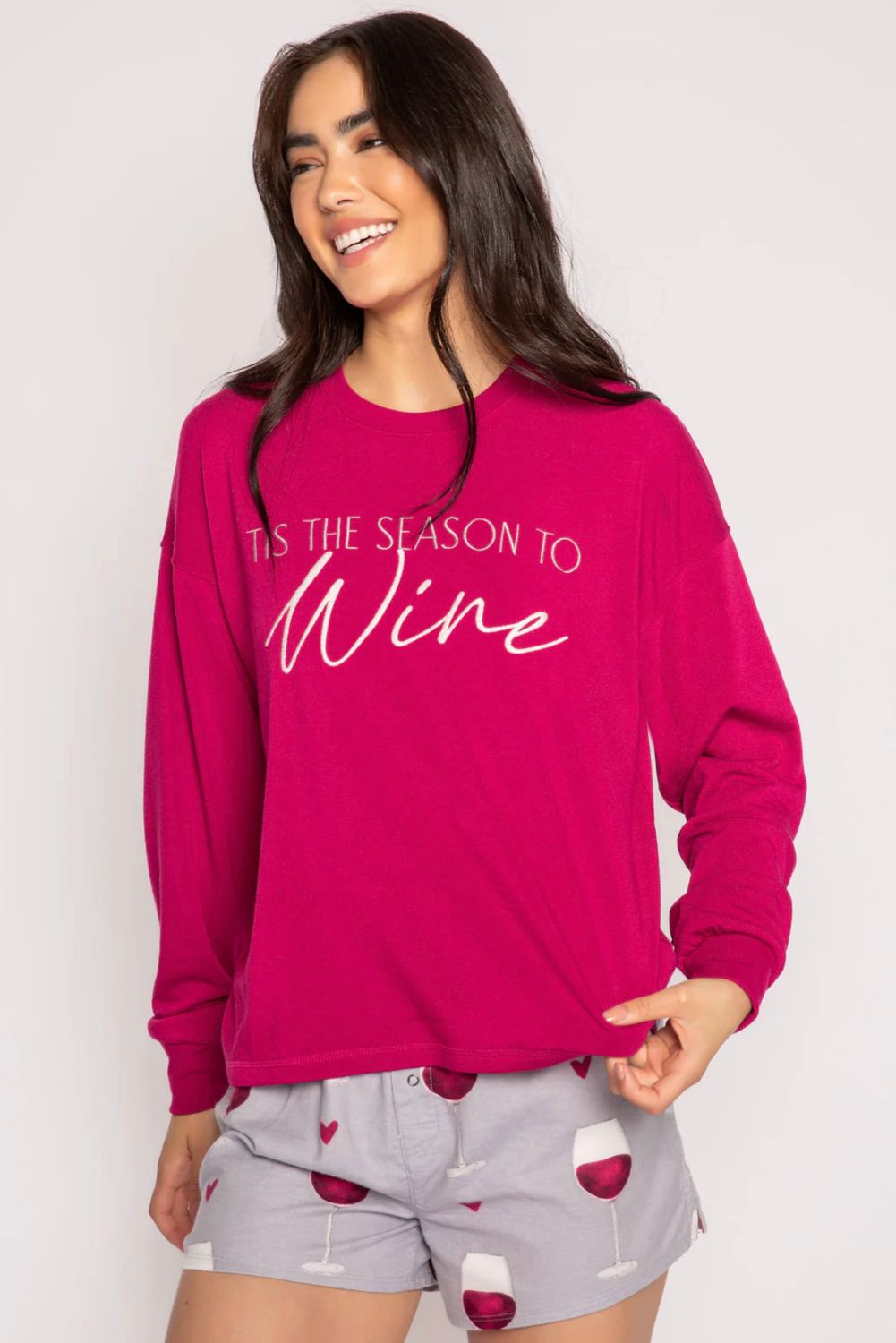 Flannel long sleeve top, Color: Crimson, Size: XS