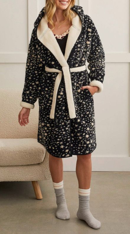 Reversible teddy bear robe, Color: Stargazer, Size: S