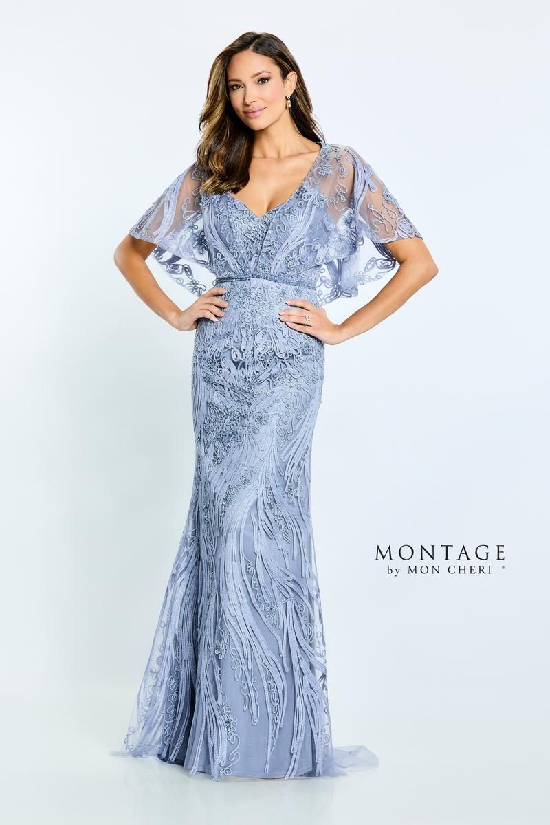 Elegant sheath ribbon gown, Color: Wedgewood, Size: 8