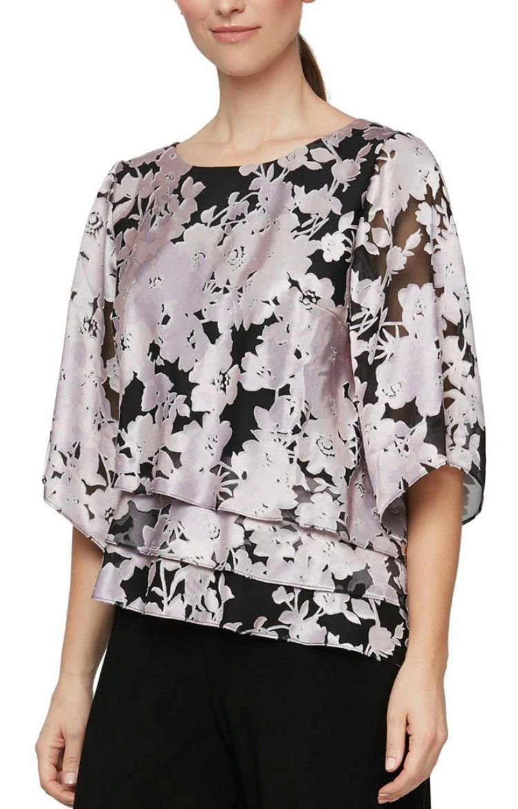 Floral print asymmetrical hem blouse, Color: Pink/ Black, Size: 1x
