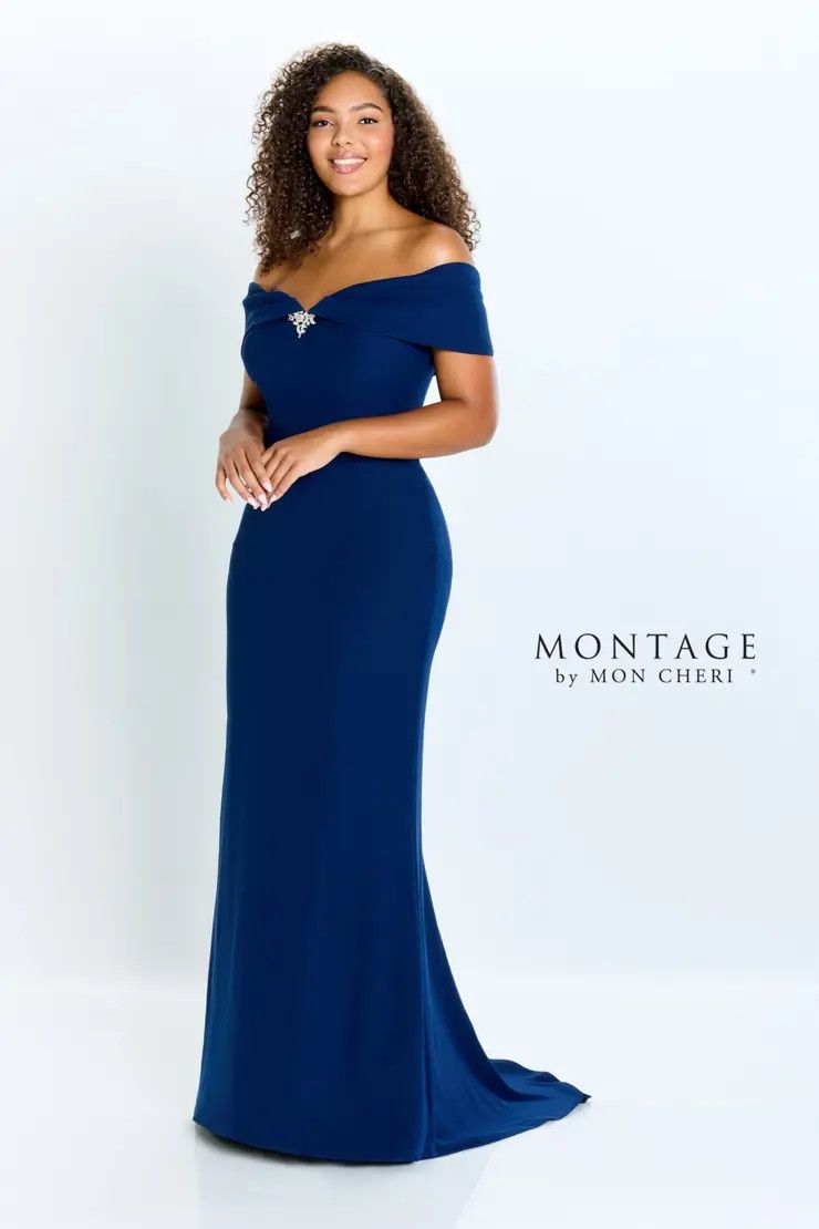Sweetheart off shoulder gown, Color: Navy, Size: 14
