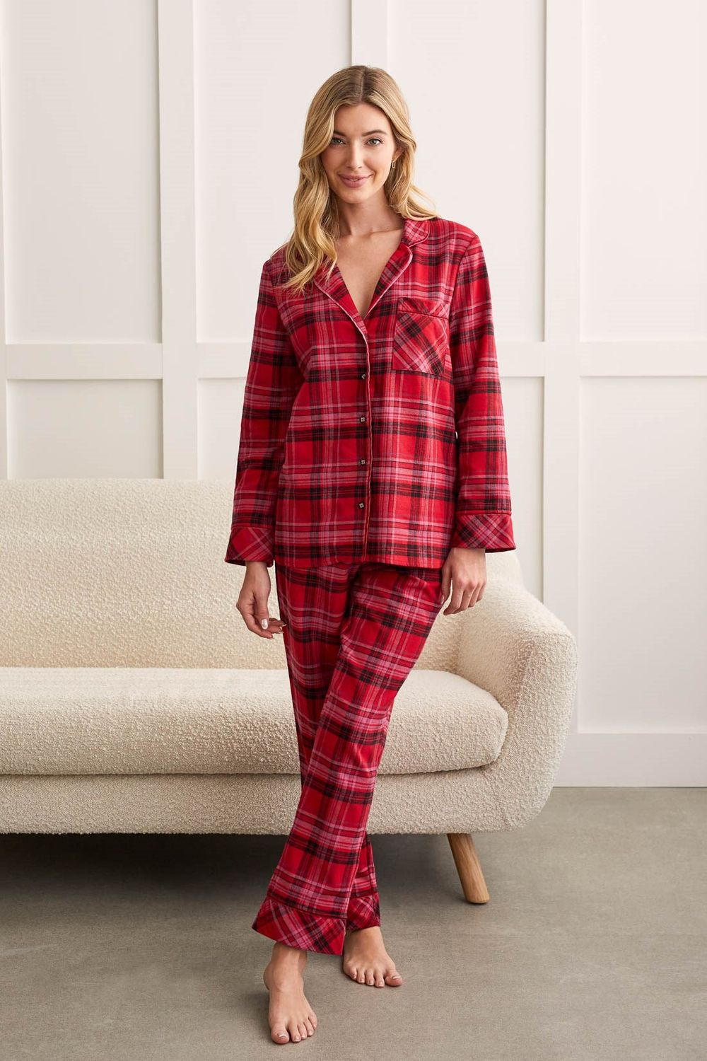 Soft flannel 2pc P.J , Color: Red Lipstick, Size: S