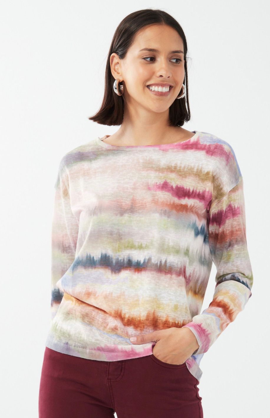Boat neck top, Color: Salt Dye, Size: S