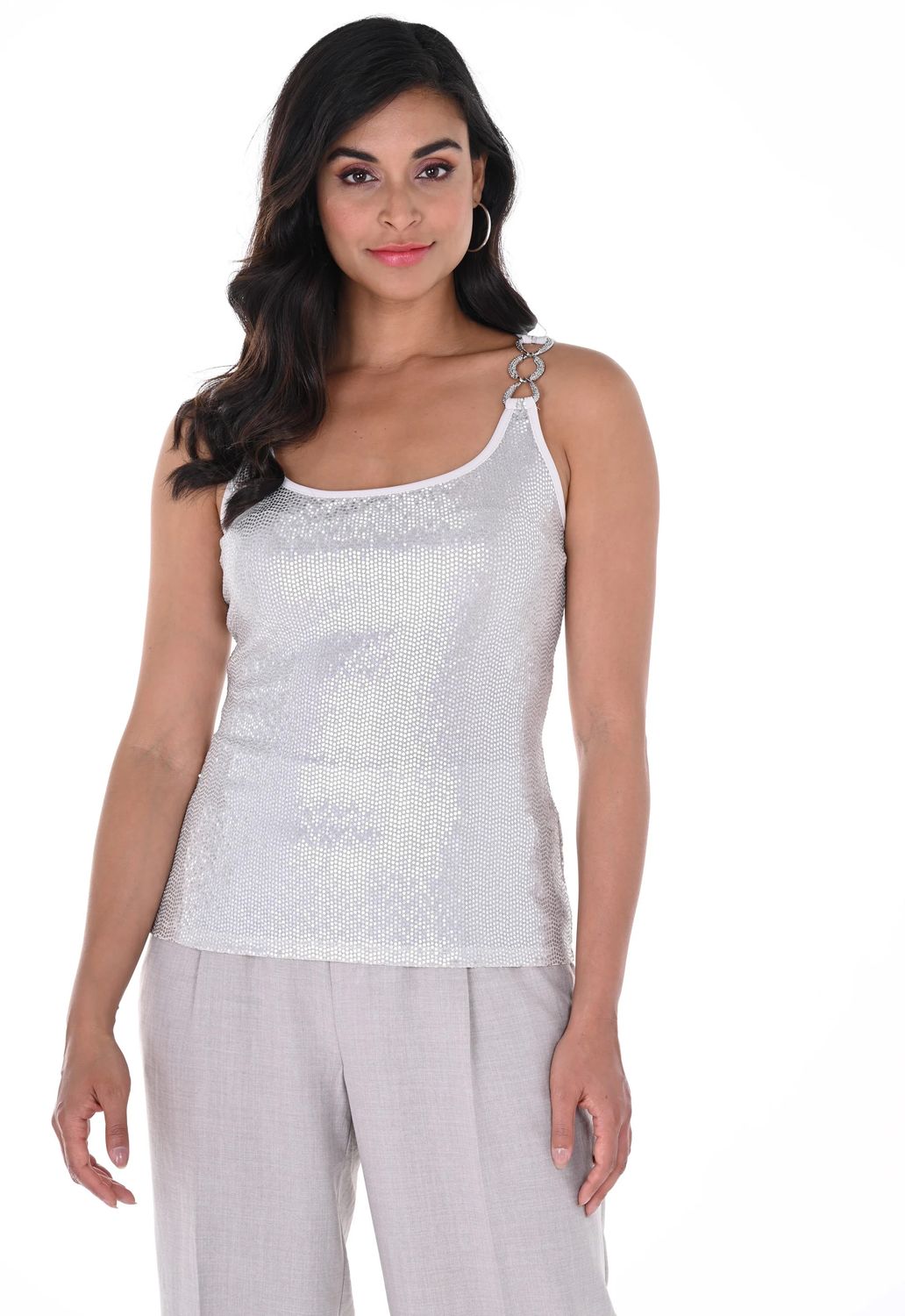 Sequin cami w/ shoulder strap, Color: Champagne, Size: 8
