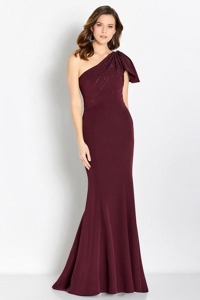 One shoulder gown w/ rhinestone accents, Color: Bordeau, Size: 8