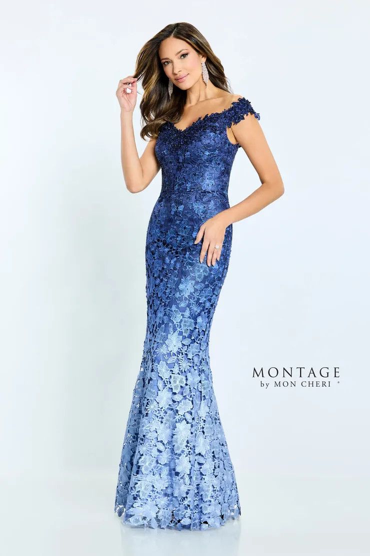 Ombre trumpet venise lace gown, Color: Blue ombre, Size: 6