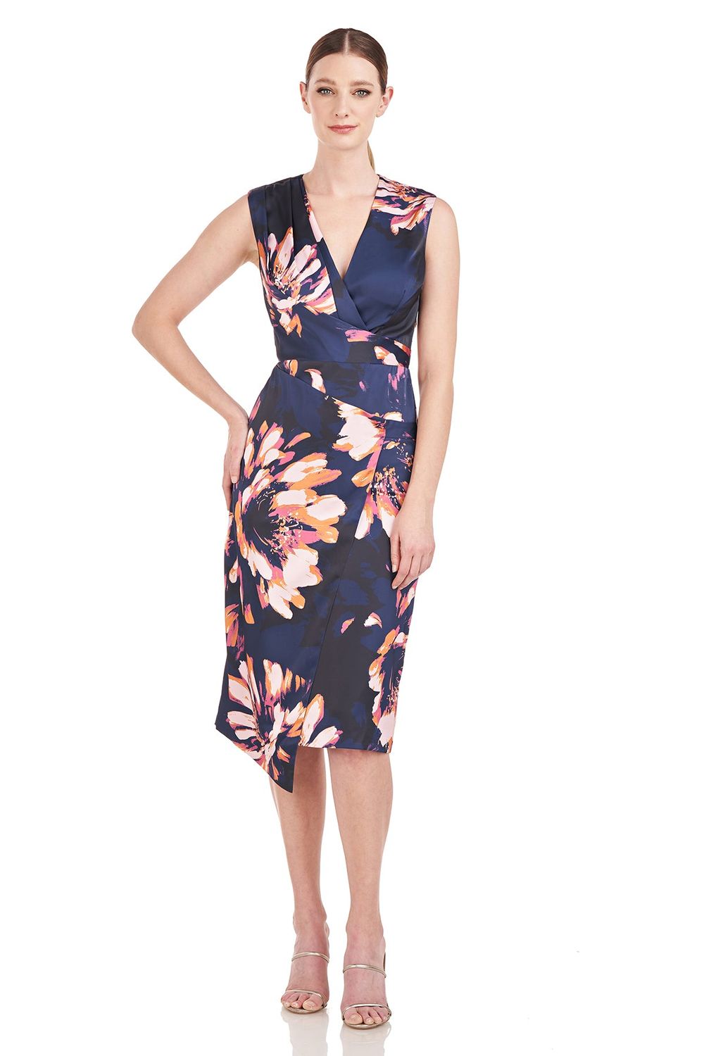Windflower asymmetric hem midi, Color: Midnight multi, Size: 10