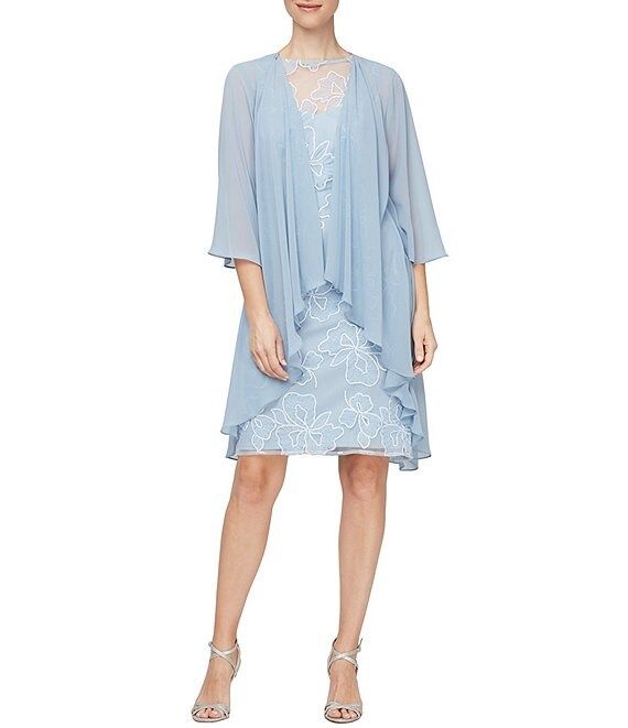 2PC Sweetheart dress w/ duster, Color: Hydrangea, Size: 12